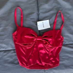 Forever 21 - Red Satin Bow Crop Top NWT